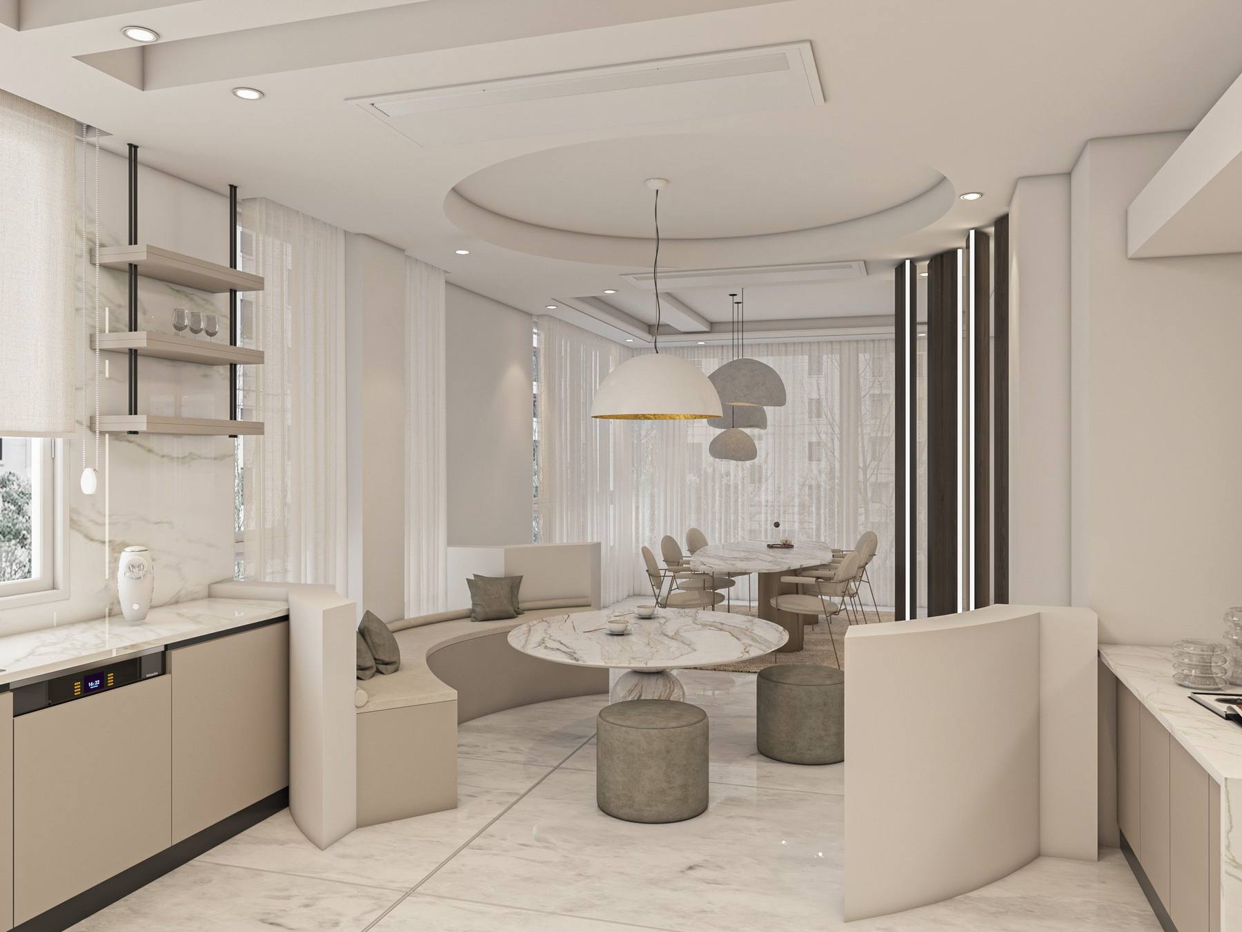 Breakfast Nook — curved banquette seating
