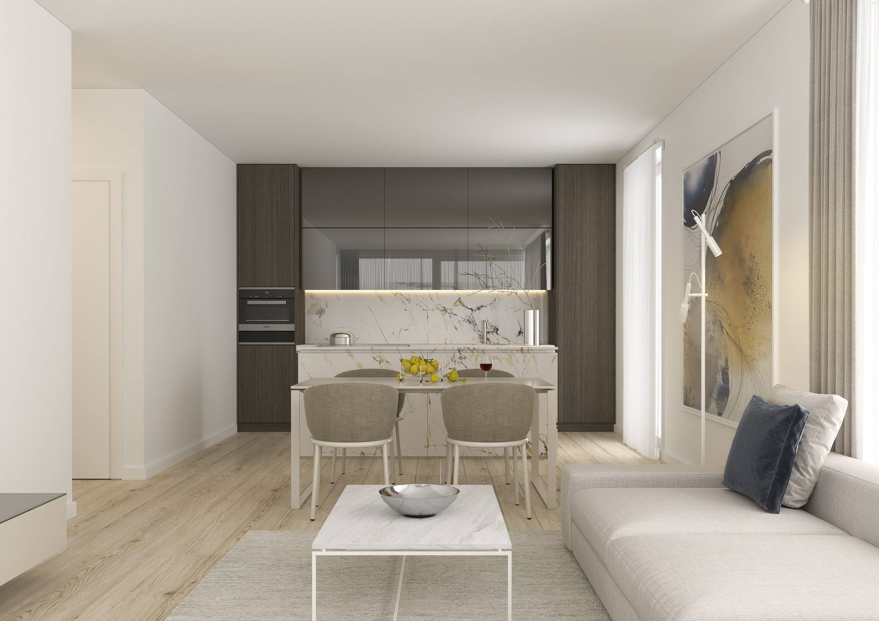 Kitchen – dark wood and marble