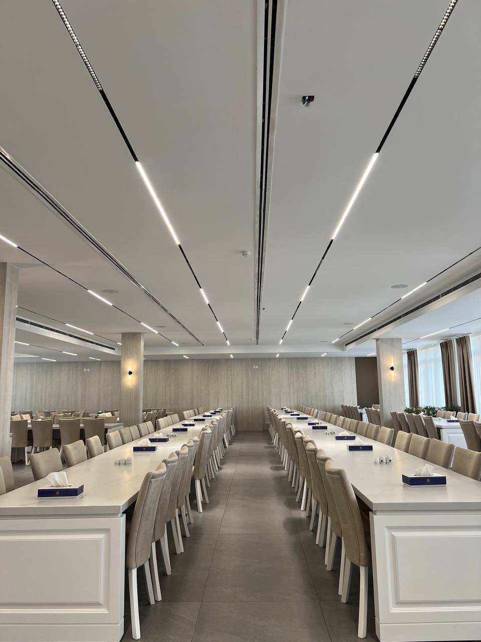 Dining hall — symmetrical long view