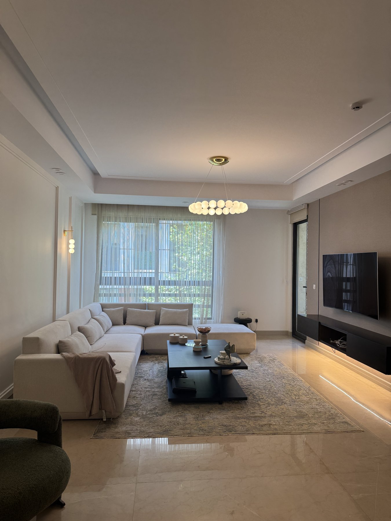 Living room — with TV wall