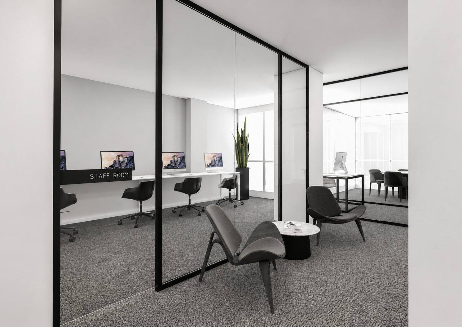 Office corridor – glass partitions